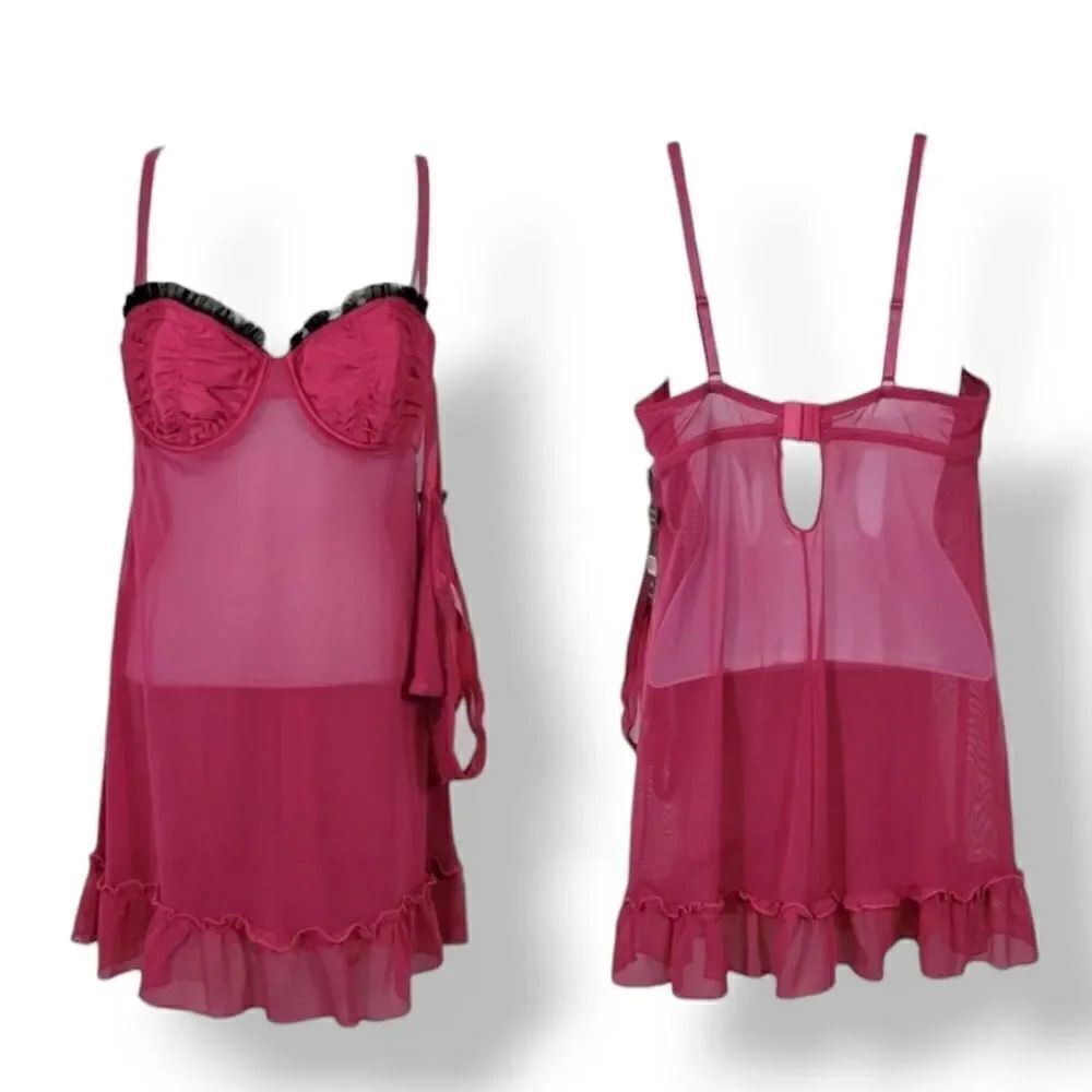 NEW Vintage Flora Follies 2PC Balconette Babydoll Chemise Nightie & Thong Size L - Picture 13 of 13
